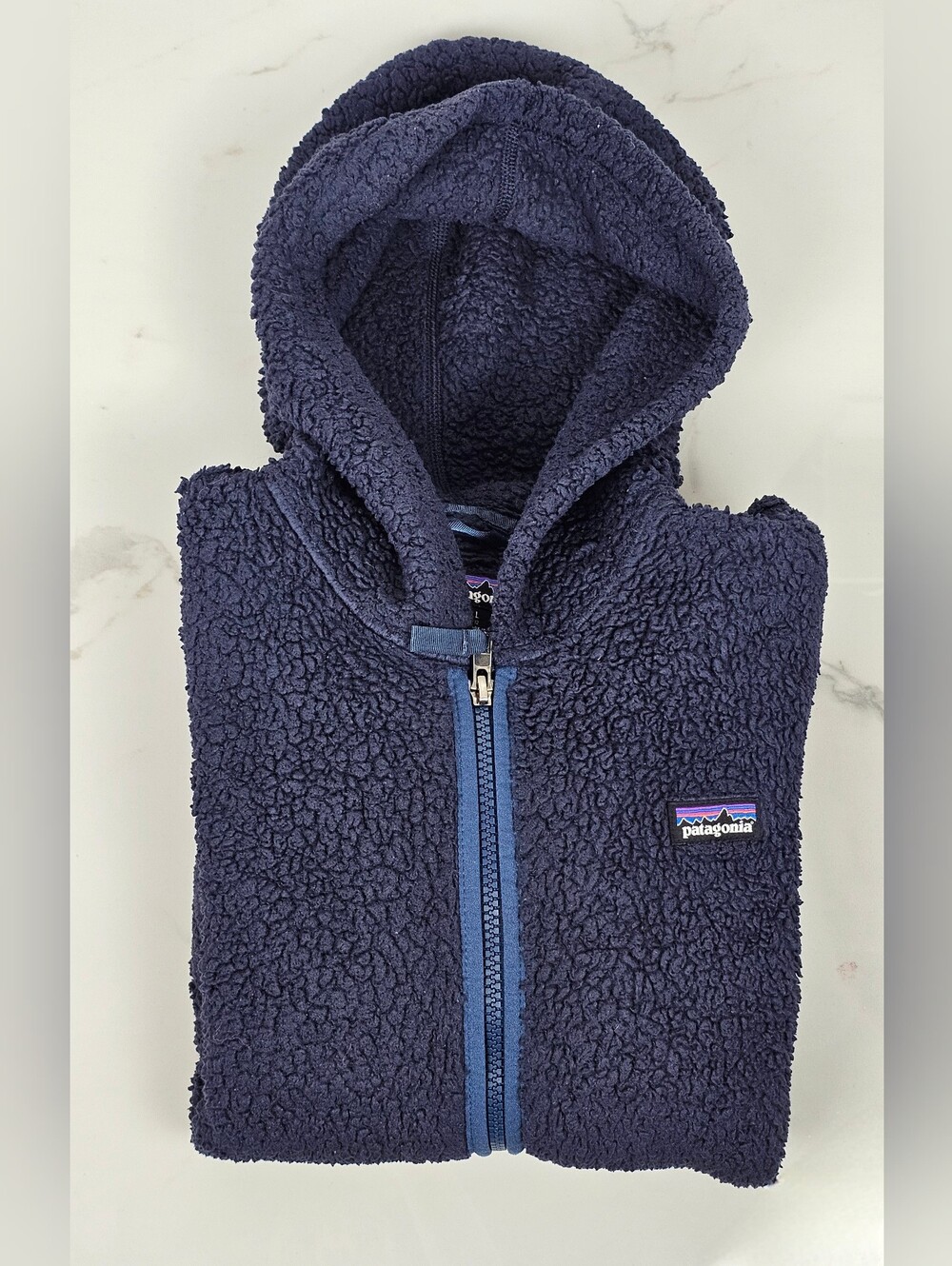 Patagonia Kids Navy Sherpa Hooded Zip-Up